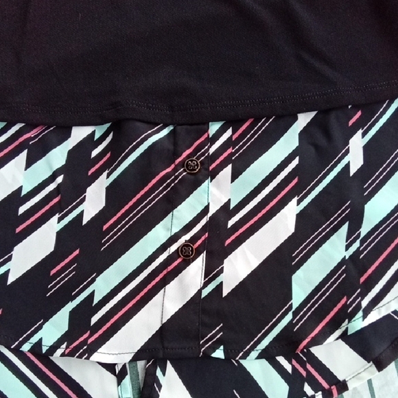 Womans XS Elle Asymmetrical Cut Out Tank Top in Black Pink And Mint - Picture 3 of 5